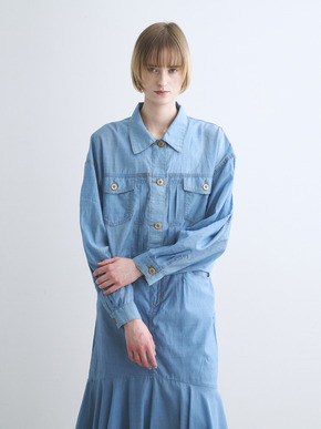 Sheer denim shirt jacket 詳細画像