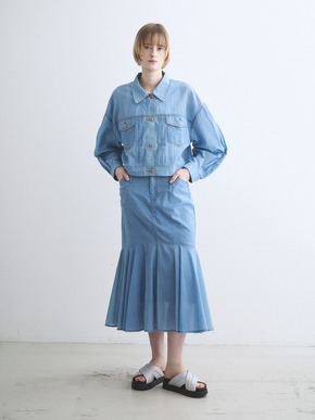 Sheer denim shirt jacket 詳細画像