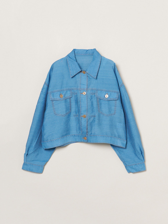 Sheer denim shirt jacket