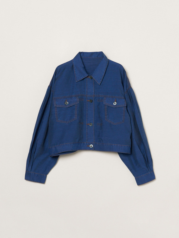 Sheer denim shirt jacket