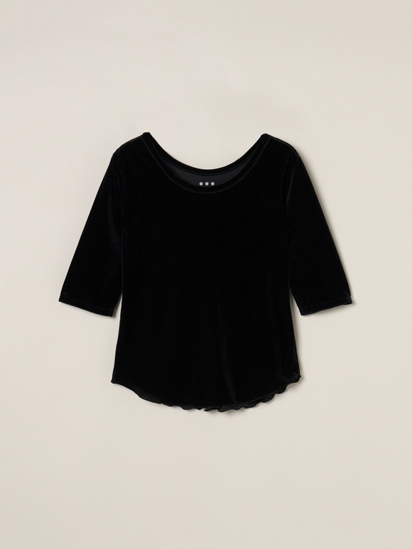 Sheer velour double open neck T