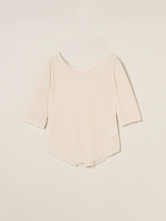Sheer velour double open neck T