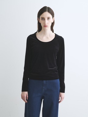 Sheer velour long slv tee 詳細画像