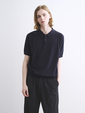Men's dress knitted s/s polo 詳細画像