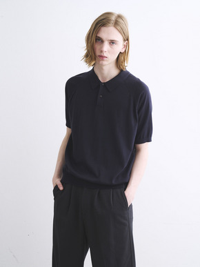 Men's dress knitted s/s polo 詳細画像