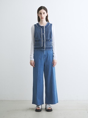 Needl punched denim gillet 詳細画像