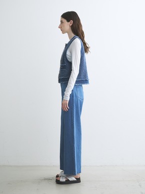 Needl punched denim gillet 詳細画像