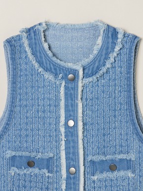 Needl punched denim gillet 詳細画像