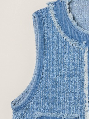 Needl punched denim gillet 詳細画像