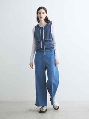 Needl punched denim gillet 詳細画像