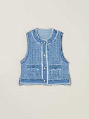 Needl punched denim gillet 詳細画像