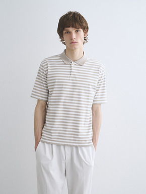 Men's Powdery cotton border polo 詳細画像