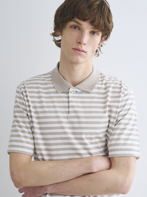 Men's Powdery cotton border polo 詳細画像