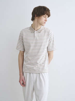 Men's Powdery cotton border polo 詳細画像