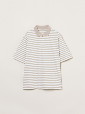 Men's Powdery cotton border polo 詳細画像