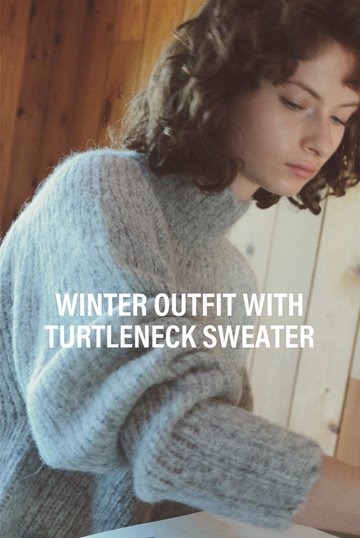Winter outfit with turtleneck sweater