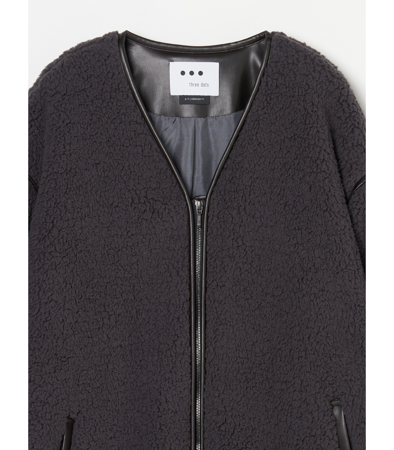 Eco fur fleece long coat 詳細画像 grey beige 11