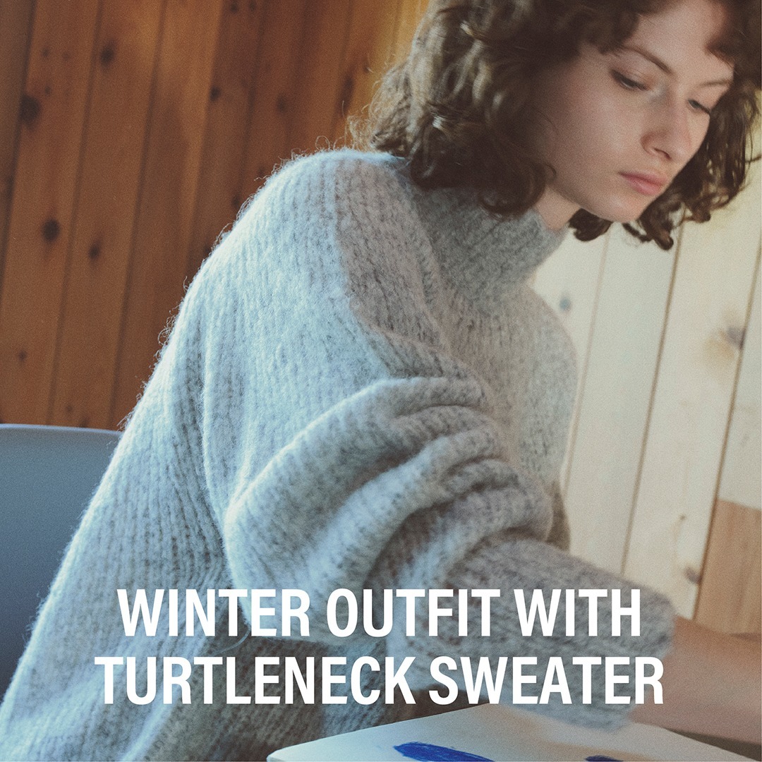 Winter outfit with turtleneck sweater