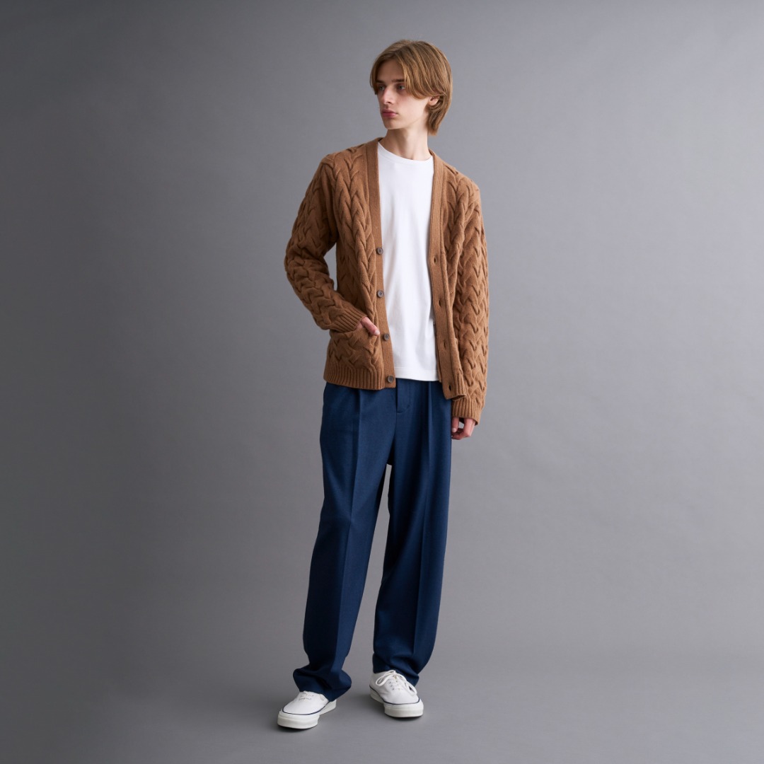 three dots カーディガン タスマニア ケニー リブ メンズ