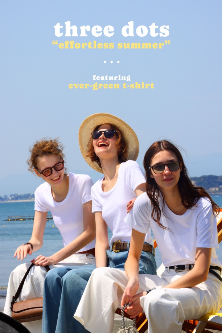 three dots effortless summer featuring ever-green t-shirt